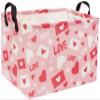 TIBAOLOVER Rectangular Pink Basket Heart Basket Baby Girls Basket Valentines Gift Basket Cute Kids Toy Storage Bin Organizer Shelf Book Basket Love Room Decor(Valentines Basket) view 1