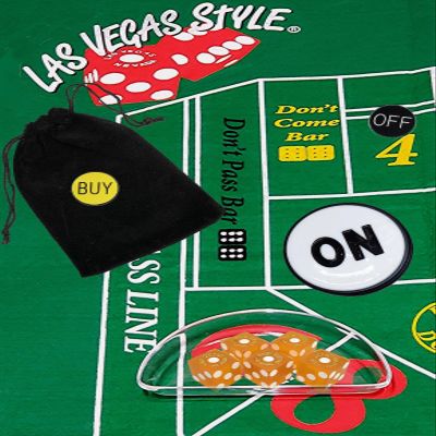 Cyber-Deals Craps Starter Kit Sets, Featuring Genuine Four Queens Las Vegas Casino Table-Played Craps Dice, Acrylic Dice Boat & More (Frosted Dice)