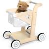 Asweets 2 in 1 Wooden Baby Walker Push and Pull Doll Stroller, Shopping Cart Learning Walker for Boys and Girls, Sit Stand Learning Toddler Toy (Grey) view 1