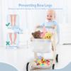 Asweets 2 in 1 Wooden Baby Walker Push and Pull Doll Stroller, Shopping Cart Learning Walker for Boys and Girls, Sit Stand Learning Toddler Toy (Grey) view 4