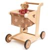 Asweets 2 in 1 Wooden Baby Walker Push and Pull Doll Stroller, Shopping Cart Learning Walker for Boys and Girls, Sit Stand Learning Toddler Toy (Brown) view 1