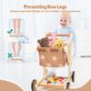Asweets 2 in 1 Wooden Baby Walker Push and Pull Doll Stroller, Shopping Cart Learning Walker for Boys and Girls, Sit Stand Learning Toddler Toy (Brown) view 3