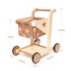 Asweets 2 in 1 Wooden Baby Walker Push and Pull Doll Stroller, Shopping Cart Learning Walker for Boys and Girls, Sit Stand Learning Toddler Toy (Brown) view 4