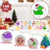 160Pcs Christmas Mini Resin Ducks Luminous Miniature Xmas Hat Animals Glow in The Dark Bulk for Micro Fairy Garden Dollhouse Decor Small Party DIY Slime Kit Prank Game Tiny Figure view 2