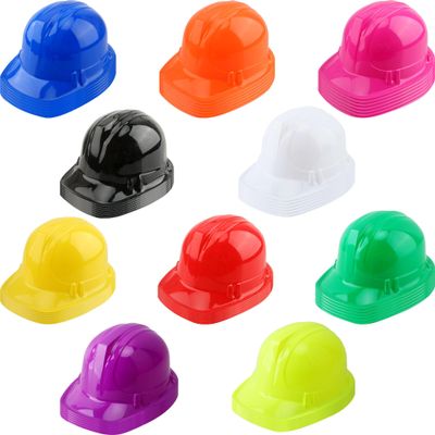 60 Pcs Kids Construction Party Hats Bulk Worker Caps Construction Hard Hats for Child Halloween Dress Up Party Cosplay, 10 Colors