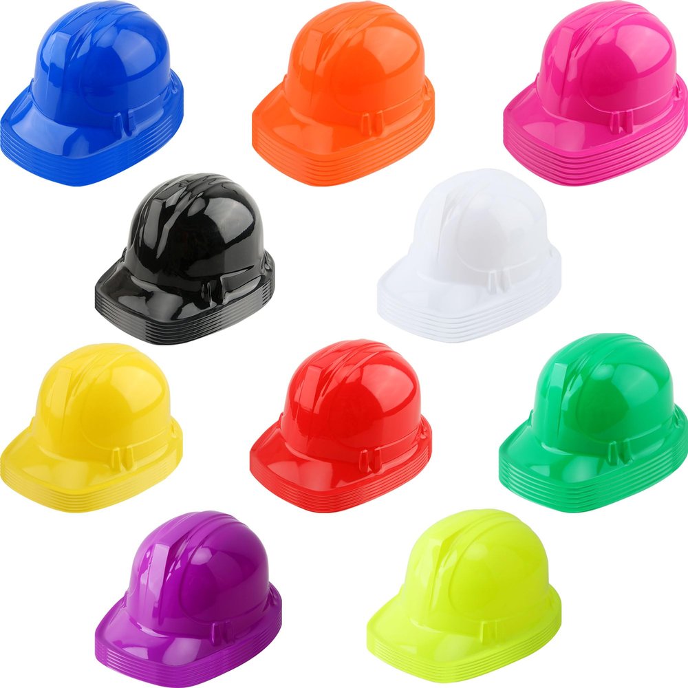 60 Pcs Kids Construction Party Hats Bulk Worker Caps Construction Hard Hats for Child Halloween Dress Up Party Cosplay, 10 Colors
