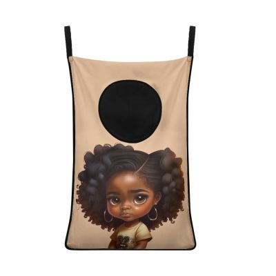 ZOUTAIRONG Magic Black Girls Hanging Laundry Hamper American Afro Girl Laundry Baskets Dirty Hamper for Clothes Nursery Organizers African Hampers Room Decor Bedroom Hamper Bag