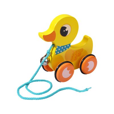 predolo Handmade Wooden Pull Toy, Walking Wooden Toys, Push Pull Toy, Pull Along Toy with String for Children 1 Year Olds Gifts, Duck
