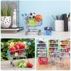 134pcs Mini Shopping Cart Basket Miniature Food Drink Bottle Supermarket Metal Handcart Toys Doll House Store Cosplay Game Dollhouse Grocery Fruit Cake Bread Party Trolley Model Dollar Bills view 3