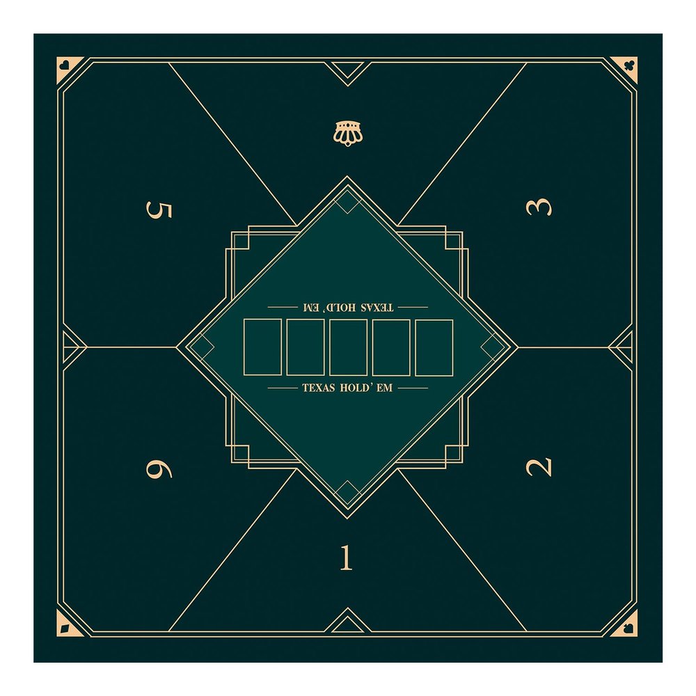 nuveti 24/31/39/47/55 inch Square Foldable 6-Player Texas Poker Card Tabletop Layout Portable Anti-Slip Rubber Board Game Mat Texas Hold'em Poker Mat for Family Game, Casino, Party