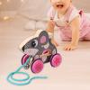 Milageto Handmade Wooden Pull Toy Pull Along Toy with String Early Development Activity Toys Push Pull Toy for 1 Year Olds Boys Girls, Rat view 3