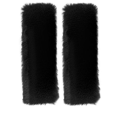 2-Pack Soft Plush Seatbelt Covers for Kids - Comfortable Seat Belt Cushion for Newborns - Car Seat/Stroller Strap Accessories - Enhanced Driving Comfort & Protection (Black)