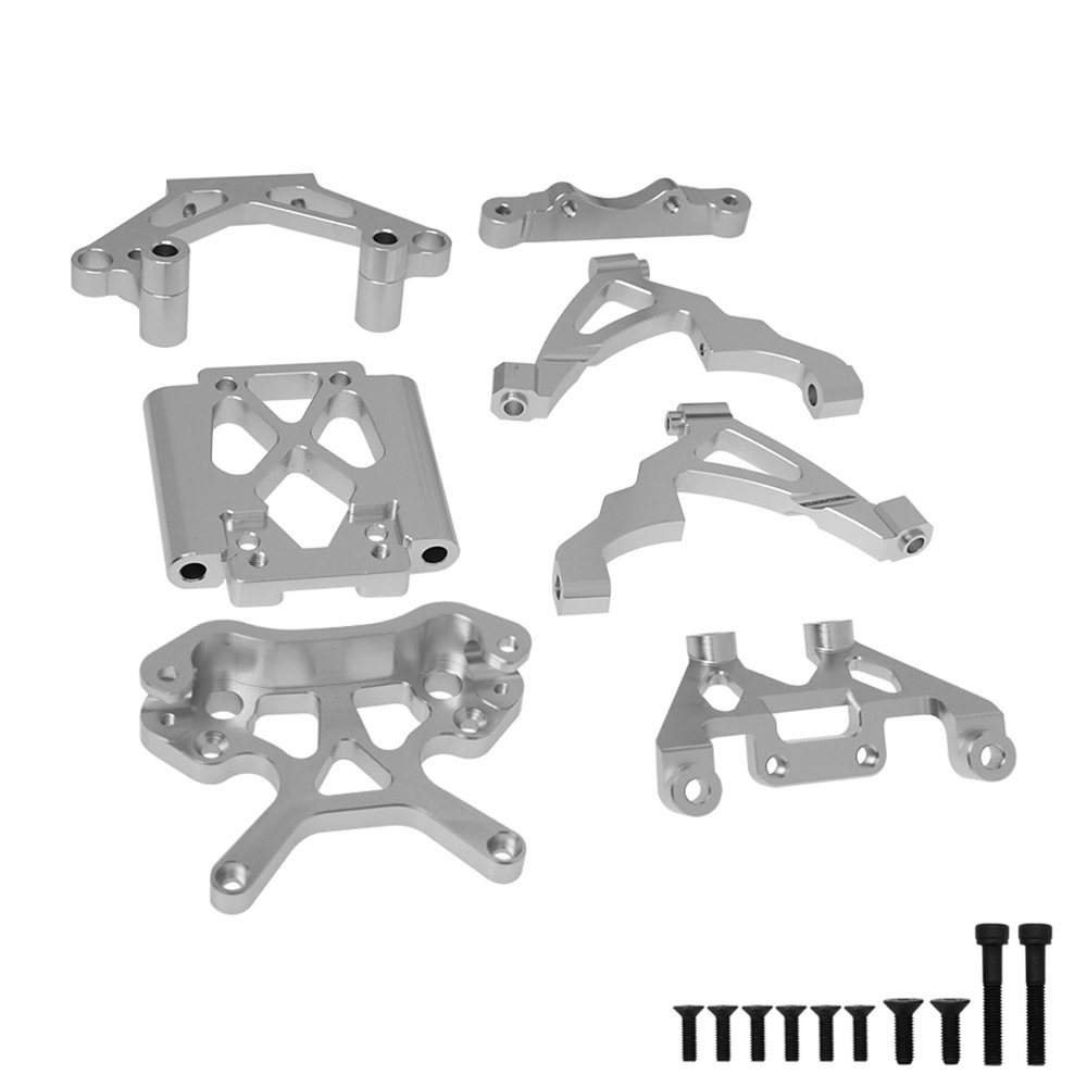 FLMLF Alloy Front Parts Bulkhead/Shock Tower Kits for 1/5 HPI Baja RV KM 5B 5T 5SC RC CAR (Silver)