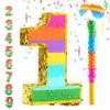 Rainbow Number 1 Pinata for 1st Birthday Party Decorations, Birthday Pinata with Stick Blindfold and Confetti, Kids Anniversary Celebration, Fiesta (Small, 16.5 x 11.5 x 3 In) view 1