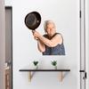 Funny Wall Decal Old Lady With Pan - Peel and Stick Removable Art Sticker Granny Poster Mural for Bedroom Kitchen Dining Room Dorm - Weird Stuff Funny Gifts for Friends (26" x 22") view 2