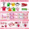 Valentines Day Gifts for Kids 28 Pack Valentines Cards with Squeeze Animals with Popping Eyes Keychains Bulk, Sensory Fidget Toys for Boys Girls Classroom Exchange Prizes School Activities Party Favor view 2