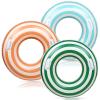 Whaline 3Pcs Pool Tube with Handles Retro Orange Green Blue Striped Swim Pool Rings Inflatable Float Loungers Tube for Summer Swimming Pool Beach Bachelorette Party, 30 x 14 Inch view 1