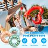 Whaline 3Pcs Pool Tube with Handles Retro Orange Green Blue Striped Swim Pool Rings Inflatable Float Loungers Tube for Summer Swimming Pool Beach Bachelorette Party, 30 x 14 Inch view 3