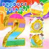 MUWOOB Rainbow Number 2 Pinata for 2nd Birthday Party Decorations, Birthday Pinata with Stick Blindfold and Confetti, Kids Anniversary Celebration, Fiesta (Small, 16.5x 11.5 x 3 In) view 3