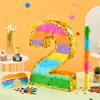 MUWOOB Rainbow Number 2 Pinata for 2nd Birthday Party Decorations, Birthday Pinata with Stick Blindfold and Confetti, Kids Anniversary Celebration, Fiesta (Small, 16.5x 11.5 x 3 In) view 4