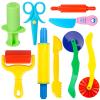 Dough Tool Kit,9 Pcs Basic Clay and Dough Tools Starter Set for Kids Includes Cutters Roller, Rolling Pins, Safety Scissors,Dough Extruder,Plastic Knife view 1