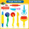 Dough Tool Kit,9 Pcs Basic Clay and Dough Tools Starter Set for Kids Includes Cutters Roller, Rolling Pins, Safety Scissors,Dough Extruder,Plastic Knife view 2