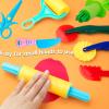 Dough Tool Kit,9 Pcs Basic Clay and Dough Tools Starter Set for Kids Includes Cutters Roller, Rolling Pins, Safety Scissors,Dough Extruder,Plastic Knife view 4