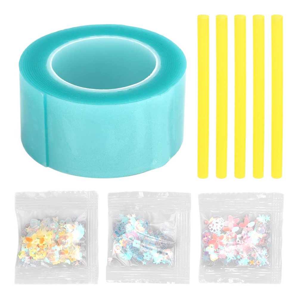 Septpenta Thicken Nano Tape Bubble Kit, Nano Tape Bubbles, Nano Bubble Tape with Straws and Decorative Fillings, Stress Balls Toys, Squishy Ball, Anxiety Relief Toy(Blue)