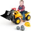 OLAKIDS Kids Ride On Excavator, Toddler Sliding Walking Construction Push Racer with Adjustable Bucket, Underneath Storage, Digger Scooper Pulling Cart Bulldozer Toy with Sound, Helmet, 3 Toy Stones view 1