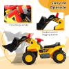OLAKIDS Kids Ride On Excavator, Toddler Sliding Walking Construction Push Racer with Adjustable Bucket, Underneath Storage, Digger Scooper Pulling Cart Bulldozer Toy with Sound, Helmet, 3 Toy Stones view 3