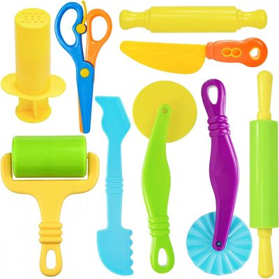 Decebaya Dough Tool Set for Kid, 9 Pcs Dough Tools Accessories for Kids Ages 2-4-8, Includes Cutters Roller, Rolling Pins, Scissors, Plastic Knife
