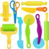 Decebaya Dough Tool Set for Kid, 9 Pcs Dough Tools Accessories for Kids Ages 2-4-8, Includes Cutters Roller, Rolling Pins, Scissors, Plastic Knife view 1