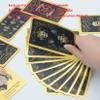 Jayiaine Tarot Cards with Book, Waterproof Tarot Cards Set for Beginners Expert Readers (English Language), with Tarot Table Blanket, Board Game for Family Celebrations,Black view 2