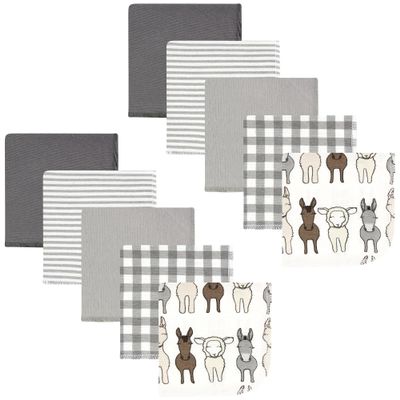Hudson Baby Unisex Baby Flannel Washcloths, Farm Friends Cream 10Pk, One Size