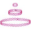 EXPRESSIONS 3pc Assorted Tattoo Stretch Jewelry Collection - PInk Tattoo Choker Necklace, Bracelet & Ring Set - Stretchy Tattoo Effect Jewelry Accessories For Kids And Adults view 1