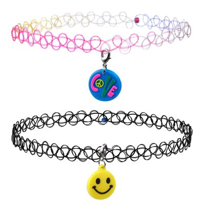 EXPRESSIONS 3pc Assorted Tattoo Stretch Jewelry Collection - Tattoo Choker Necklace, Bracelet & Ring Set - Stretchy Tattoo Effect Jewelry Accessories For Kids And Adults