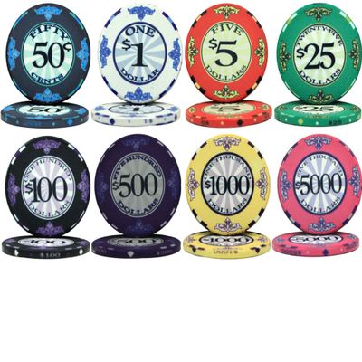 500 Bulk Premium Scroll Design 10gm Ceramic Clay Composite Poker Chips - Choose Chips!