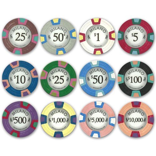 1000 Bulk Premium Milano Design 10gm Clay Composite Poker Chips - Choose Chips!