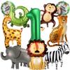 10pcs Jungle Safari Animal Balloons, Cute Jungle Theme Zoo Party Supplies Monkey Elephant Zebra Leopard Crocodile Giraffe Shaped for Birthday Party Decor (Number 1) view 1