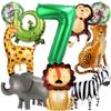 10pcs Jungle Safari Animal Balloons, Cute Jungle Theme Zoo Party Supplies Monkey Elephant Zebra Leopard Crocodile Giraffe Shaped for Birthday Party Decor (Number 7) view 1