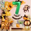 10pcs Jungle Safari Animal Balloons, Cute Jungle Theme Zoo Party Supplies Monkey Elephant Zebra Leopard Crocodile Giraffe Shaped for Birthday Party Decor (Number 7) view 3