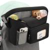 Accmor Universal Stroller Organizer with Insulated Cup Holder, Stroller Caddy Bag Accessories, Stroller Cup Holder Organizer for Uppababy Baby Jogger Britax Stroller, Black view 1