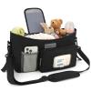 Accmor Universal Stroller Organizer with Insulated Cup Holder, Stroller Caddy Bag Accessories, Stroller Cup Holder Organizer for Uppababy Baby Jogger Britax Stroller, Black view 2