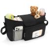 Accmor Universal Stroller Organizer with Insulated Cup Holder, Stroller Caddy Bag Accessories, Stroller Cup Holder Organizer for Uppababy Baby Jogger Britax Stroller, Black view 3