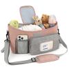 Accmor Universal Stroller Organizer with Insulated Cup Holder, Stroller Caddy Bag Accessories, Stroller Cup Holder Organizer for Uppababy Baby Jogger Britax Stroller, Pink view 2