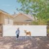 140 Inch Wide Retractable Baby Gates Retractable Dog Gate for Large Openings, Extra Wide Baby Gates for Dogs Indoor Retractable Gate Outdoor Pet Gate, Mesh Gates for Kids or Pets Dog Fence, White view 1