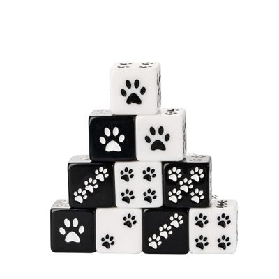 HDdais 10 Piece 16mm D6 Dice Set, Cat's Paw Six Sides Standard Dice 6 Sided Dice for DND PRG Wow Tabletop Games or Teaching Math