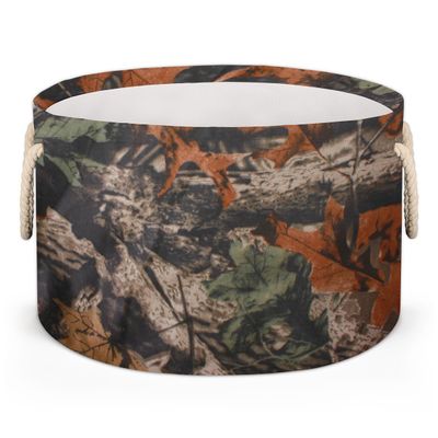 FengQuGou Forest Tree Camo Camouflage Large Storage Basket Round Laundry Basket with Handle Organization Collapsible Storage Bins Box Hamper for Kids Toy Clothes Nursery Bedroom Living Room Decor