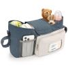 Accmor Universal Stroller Organizer with Insulated Cup Holder, Stroller Caddy Bag Accessories, Stroller Cup Holder Organizer for Uppababy Baby Jogger Britax Stroller, Blue view 3