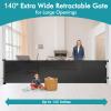 140 Inch Wide Retractable Baby Gates Extra Wide Retractable Dog Gate Outdoor Pet Gate Indoor Extra Long Baby Gate, Dog Gates for Doorways Extra Wide Pet Gate Retractable Fence for Wide Openings Black view 2